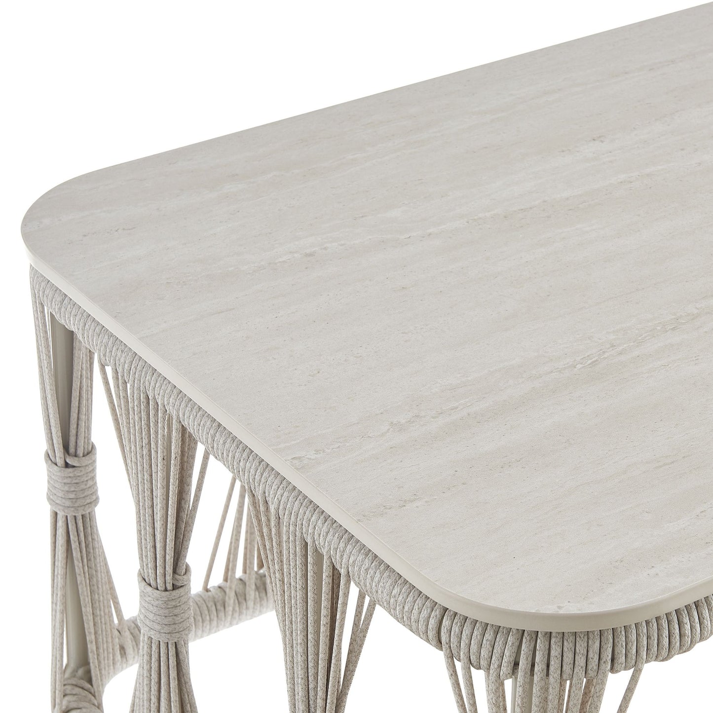 Breeze - Powder Coated Metal Rectangle Outdoor Coffee Table With Sintered Stone Table Top - Cream