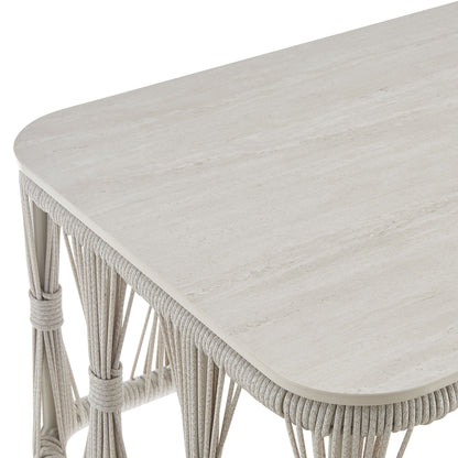 Breeze - Powder Coated Metal Rectangle Outdoor Coffee Table With Sintered Stone Table Top - Cream