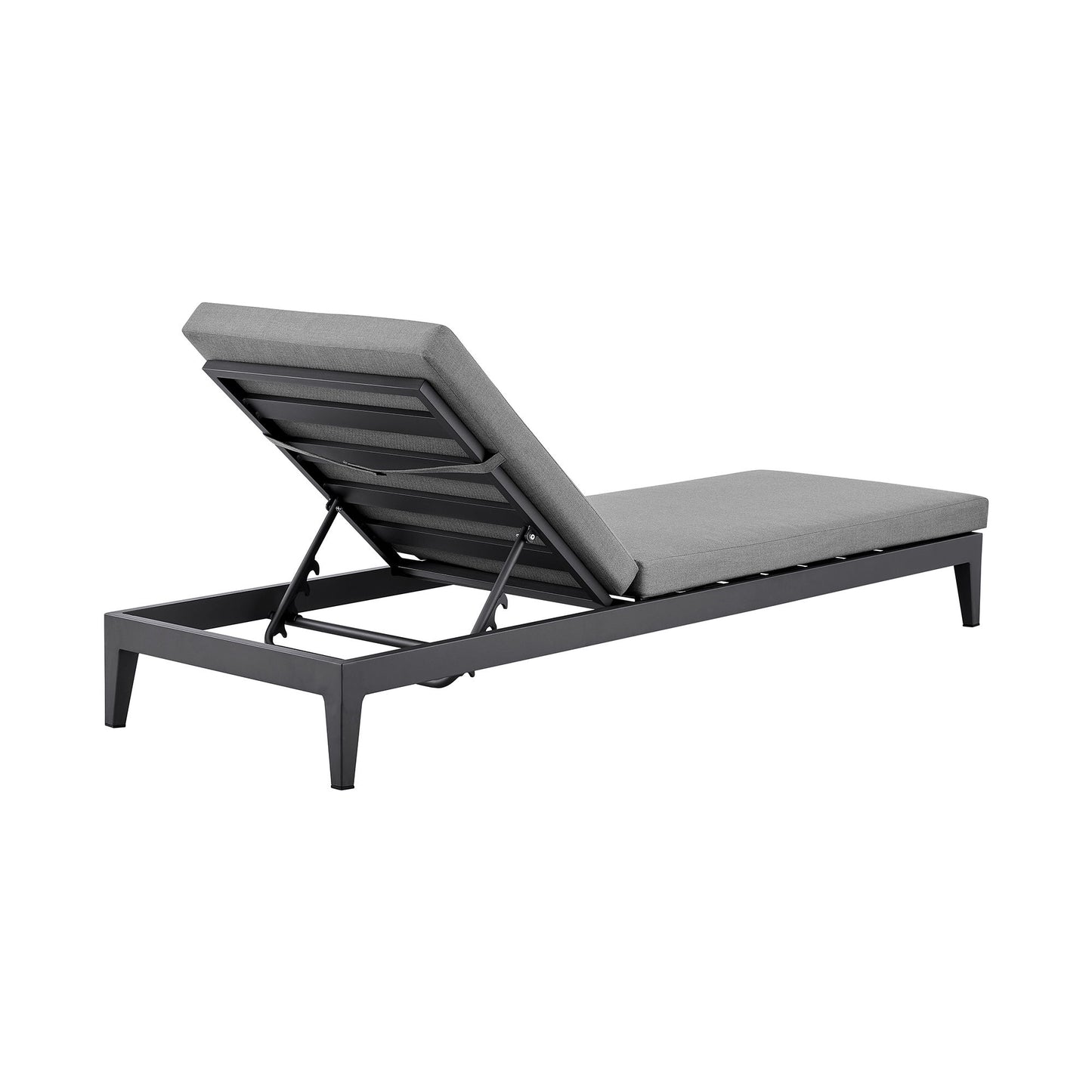 Menorca - Outdoor Patio Adjustable Chaise Lounge Chair In Aluminum With Gray Cushions
