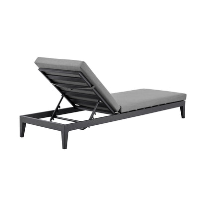 Menorca - Outdoor Patio Adjustable Chaise Lounge Chair In Aluminum With Gray Cushions