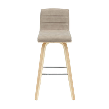 Vienna - 39.5" Swivel Bar Height Square Back Wood Bar Stool With Faux Leather Seat