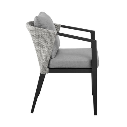 Palma - Outdoor Patio Dining Chairs In Aluminum And Wicker With Gray Cushions - (Set of 2)