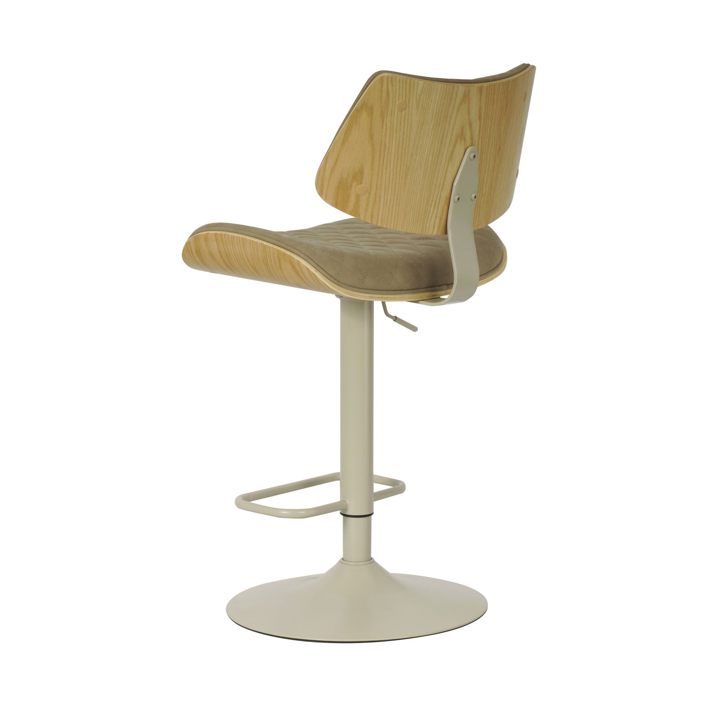 Leland - Adjustable Swivel Curved Back Wood Bar Stool With Faux Leather Seat
