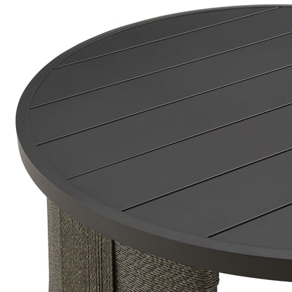 Brampton - Powder Coated Metal Round Outdoor Coffee Table With Aluminum Table Top - Gray