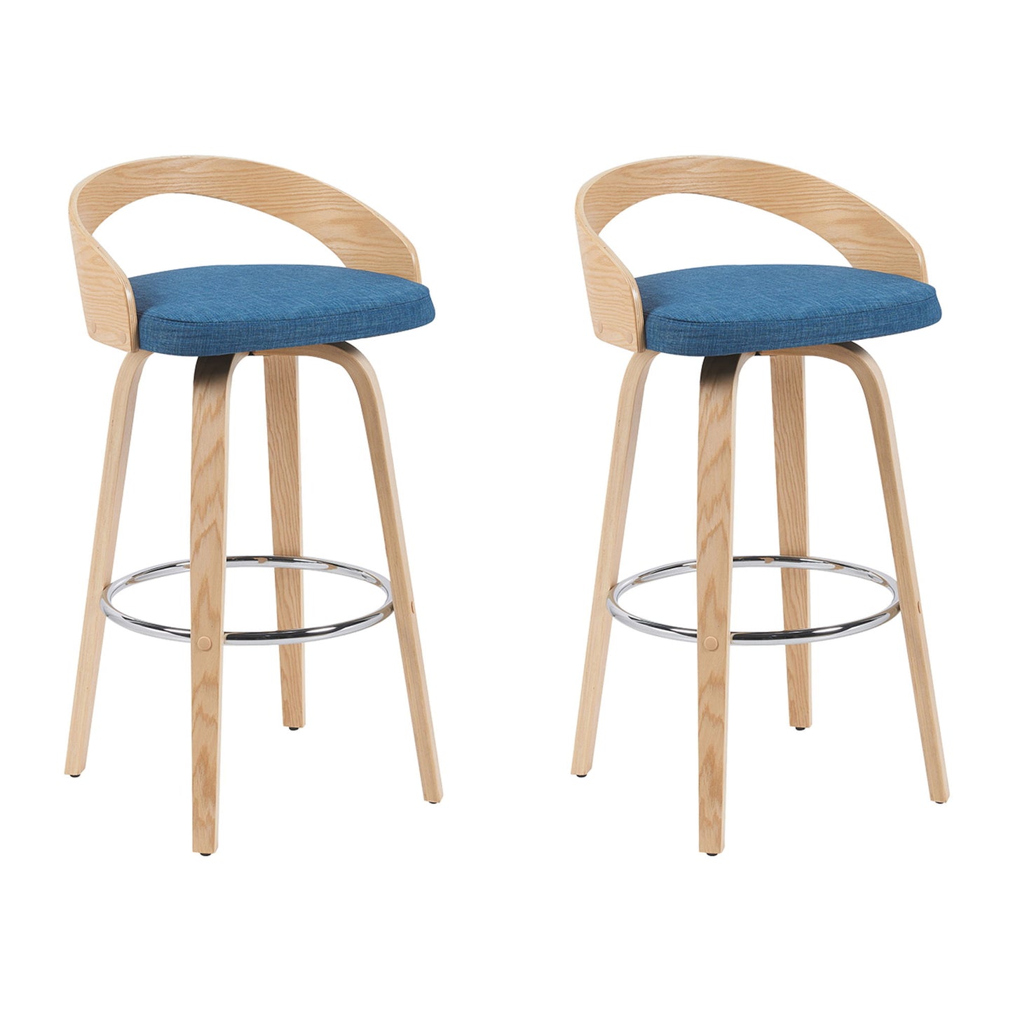 Sonia - Modern Swivel Bar Height Stool - Patterned Oak Wood Finish