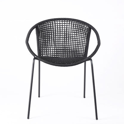 Snack - Indoor / Outdoor Stackable Steel Dining Chair (Set of 2) - Black