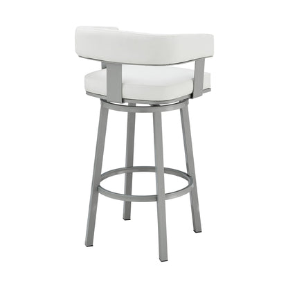 Lorin - 26" Counter Height Swivel Bar Stool - Silver / White
