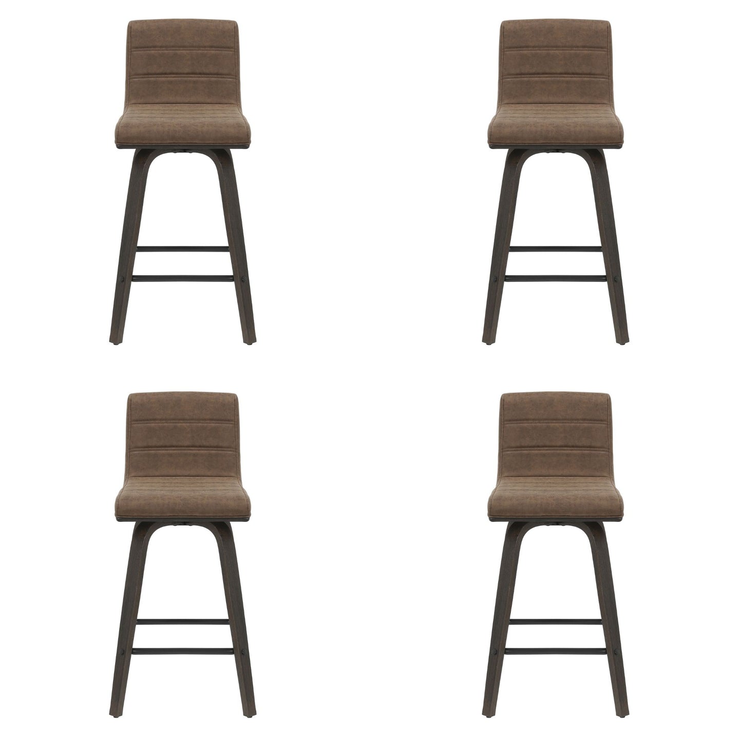 Vienna - 35.5" Swivel Counter Height Square Back Wood Bar Stool With Faux Leather Seat