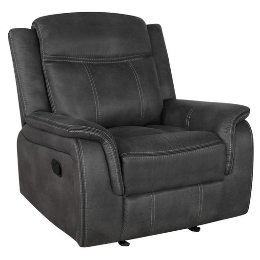 Lawrence - Upholstered Padded Arm Glider Recliner - Charcoal