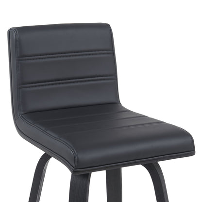 Vienna - Modern Counter Height Swivel Bar Stool - Black Brushed Wood Frame