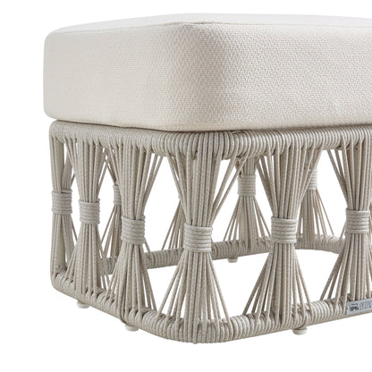 Breeze - Cream Metal Outdoor Ottoman With Cushions - Pearl