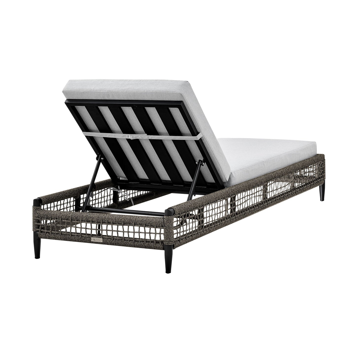 Alegria - Outdoor Patio Adjustable Chaise Lounge Chair In Aluminum With Gray Rope And Cushions