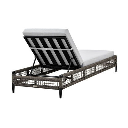 Alegria - Outdoor Patio Adjustable Chaise Lounge Chair In Aluminum With Gray Rope And Cushions