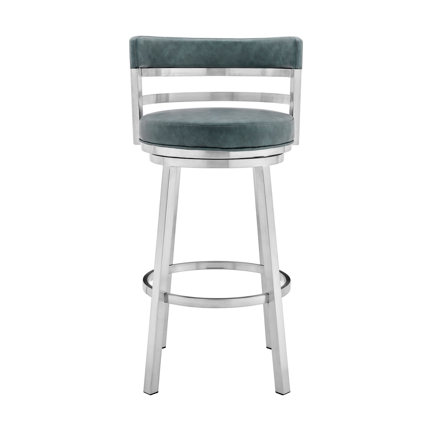 Titana - Swivel Faux Leather And Brushed Stainless Steel Bar Stool