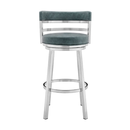 Titana - Swivel Faux Leather And Brushed Stainless Steel Bar Stool