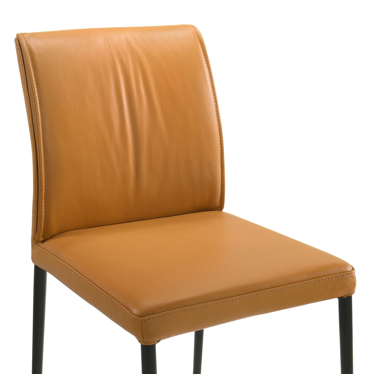 Meriam - Full Back Top Grain Leather Upholstered Metal Dining Chairs (Set of 2)