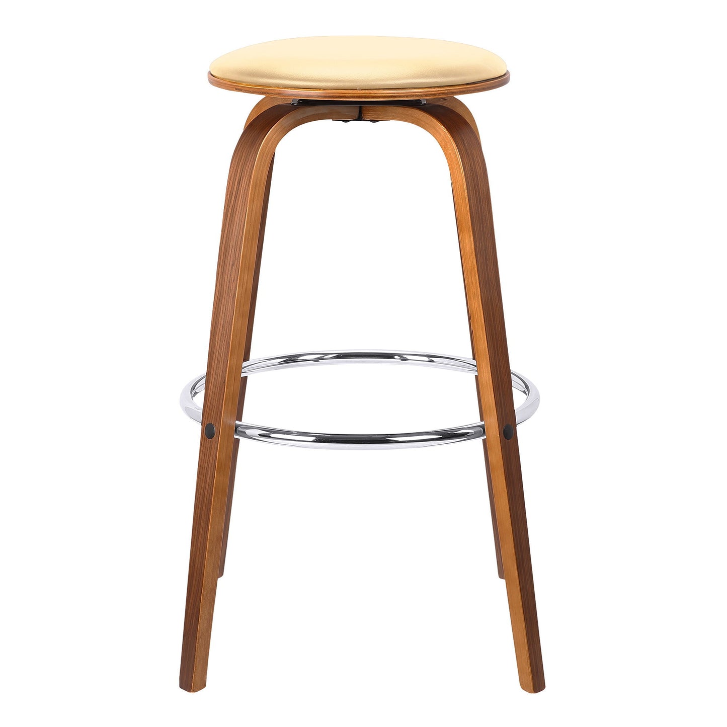 Harbor - 26" Counter Height Backless Swivel Mid-Century Modern Bar Stool - Cream / Walnut