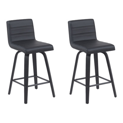 Vienna - Modern Counter Height Swivel Bar Stool - Black Brushed Wood Frame