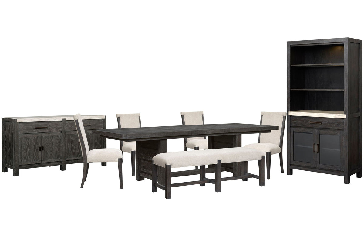 Plum Creek - 8 Piece Extendable Trestle Dining Table Set