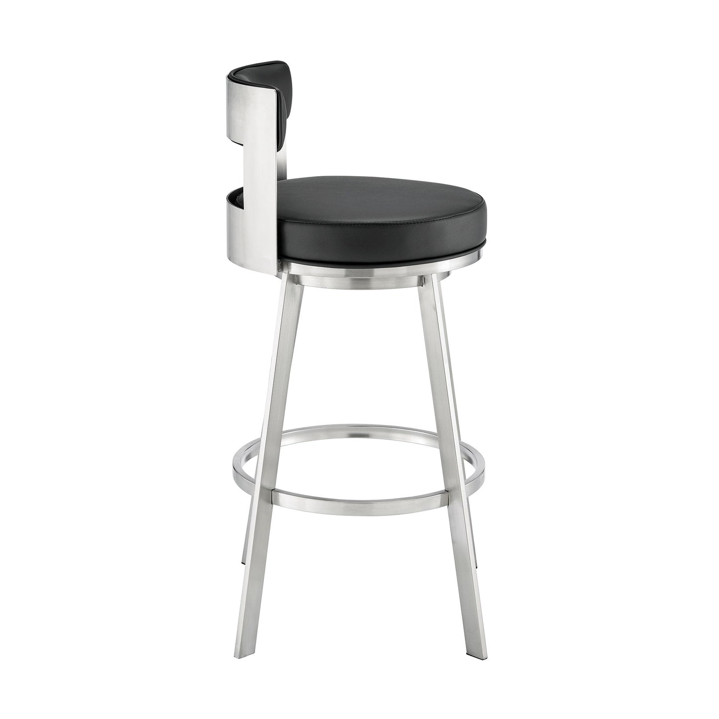 Lynof - Swivel Bar Stool - Brushed Stainless Steel Finish