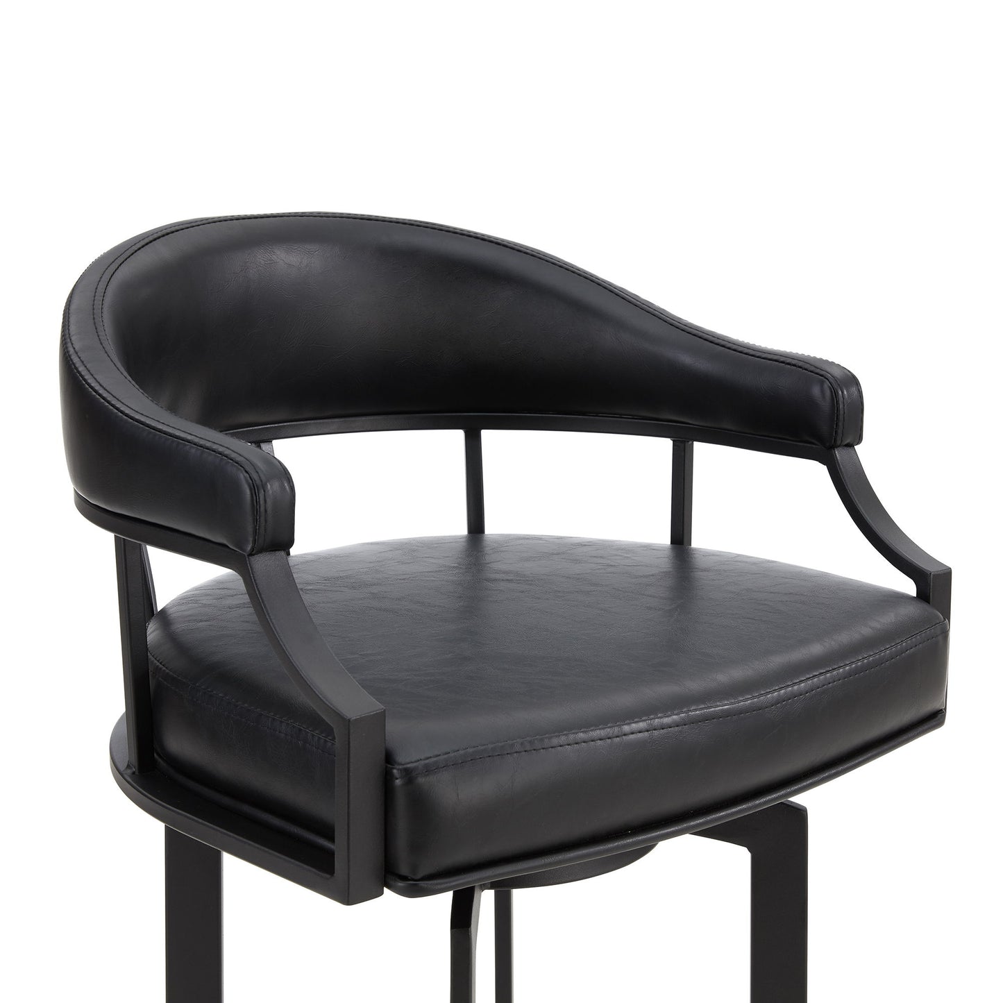 Pharaoh - Swivel Powder Coated And Faux Leather Metal Bar Stool