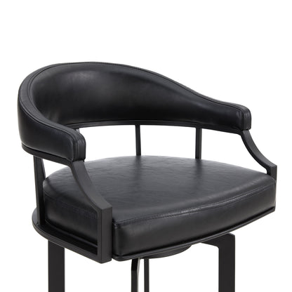 Pharaoh - Swivel Powder Coated And Faux Leather Metal Bar Stool