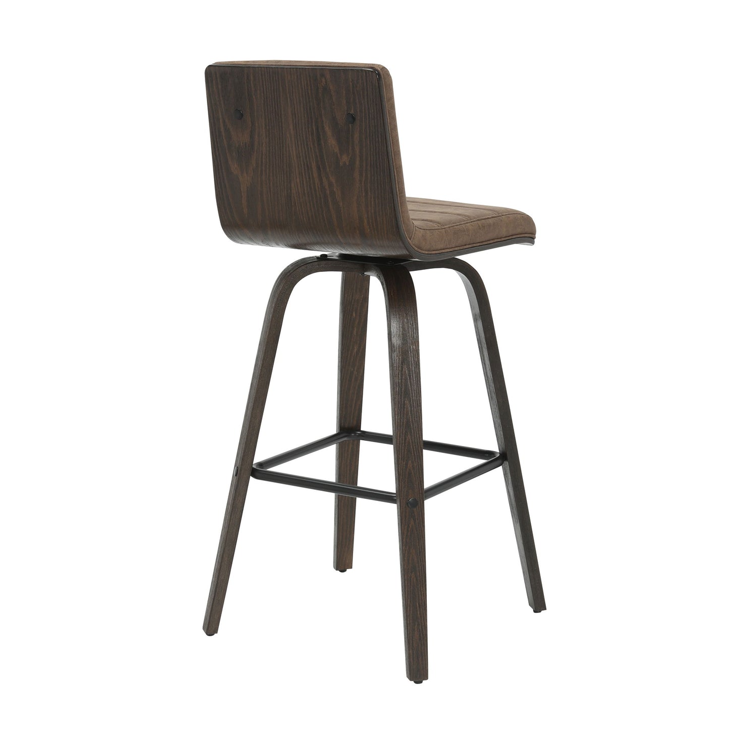 Vienna - 39.5" Swivel Bar Height Square Back Wood Bar Stool With Faux Leather Seat