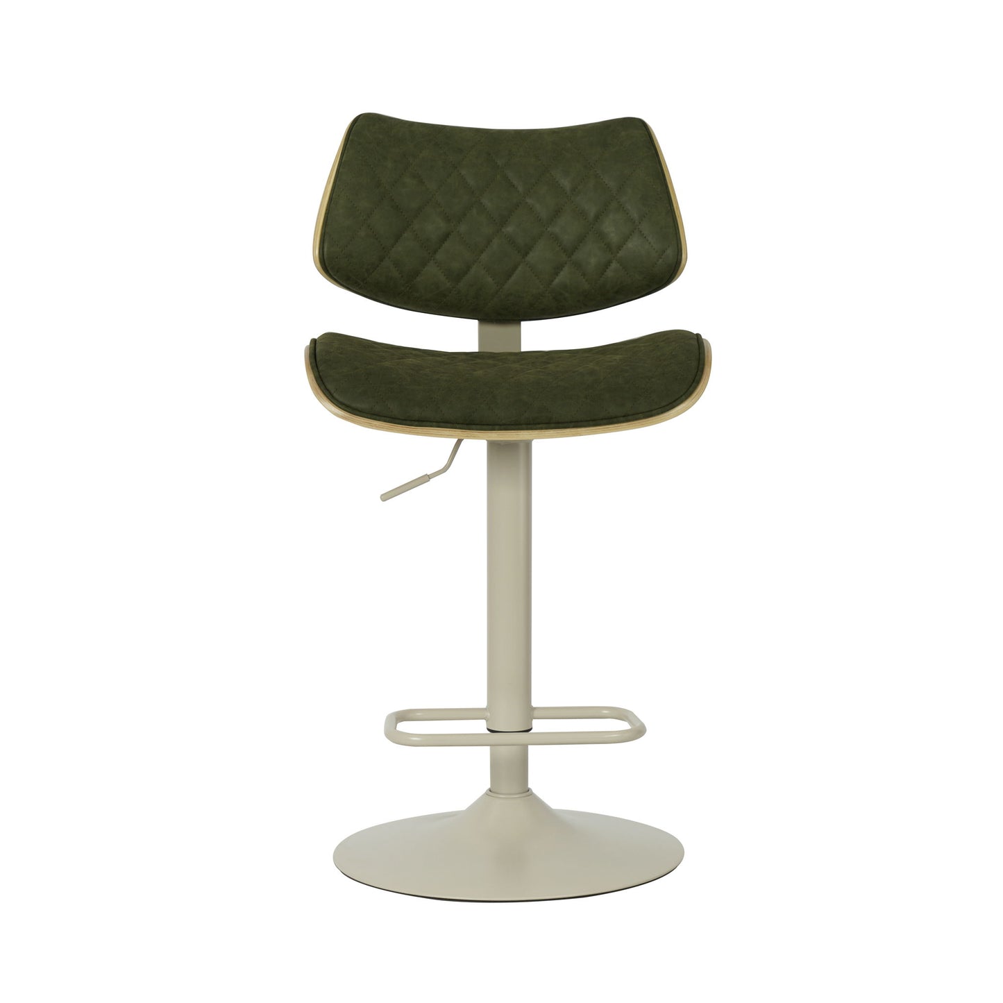 Leland - Adjustable Swivel Curved Back Wood Bar Stool With Faux Leather Seat
