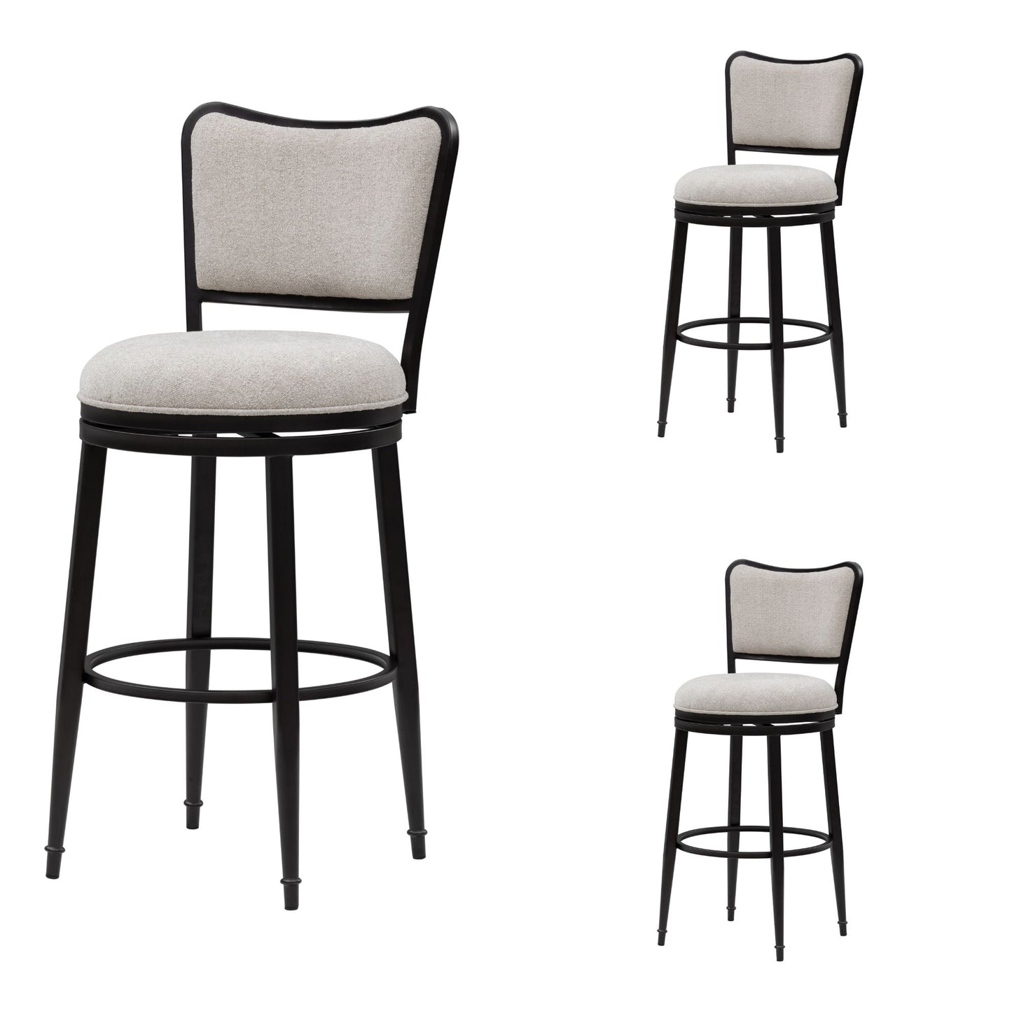 Baxter - Steel Frame Fabric Upholstered Swivel Bar Height Barstool