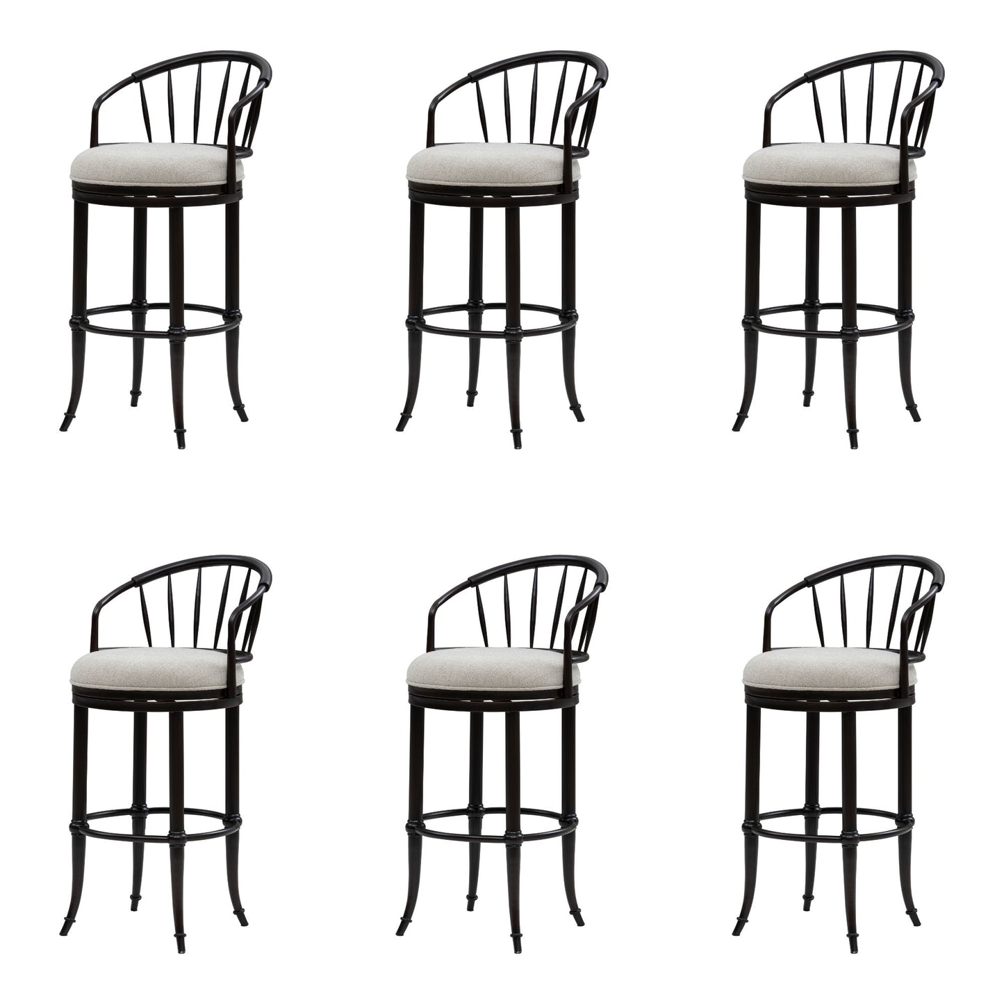 Luther - Commercial Grade Steel Frame Fabric Upholstered Swivel Bar Height Barstool