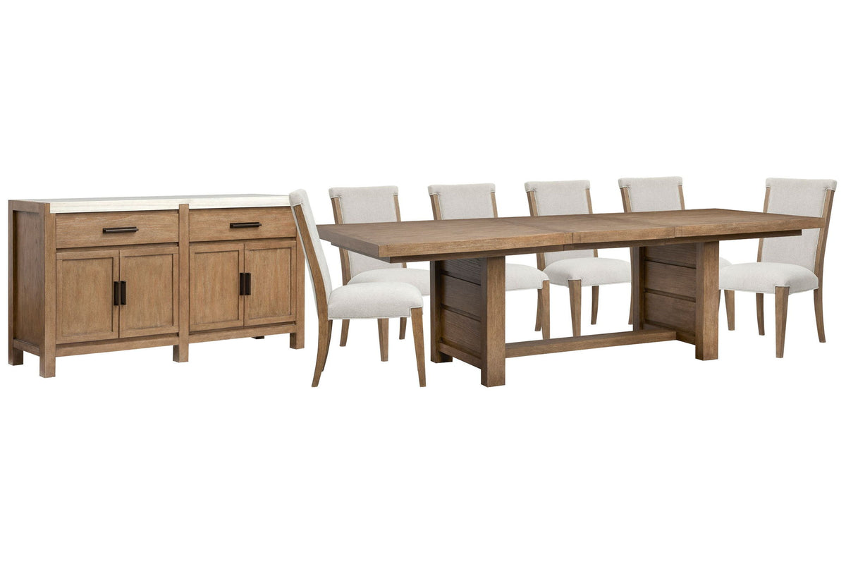 Plum Creek - 8 Piece Extendable Trestle Dining Table Set