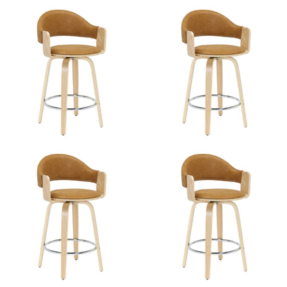 Daxton - Swivel Counter Height Round Back Wood Bar Stool With Faux Leather Seat