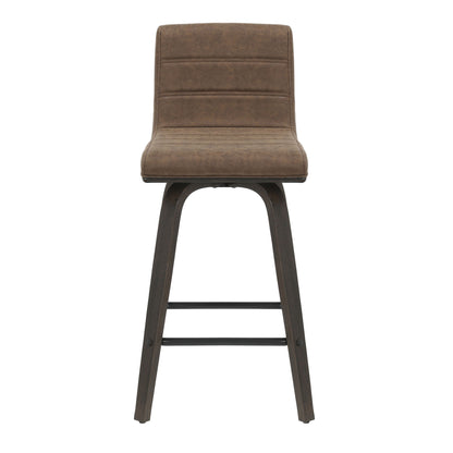 Vienna - 35.5" Swivel Counter Height Square Back Wood Bar Stool With Faux Leather Seat