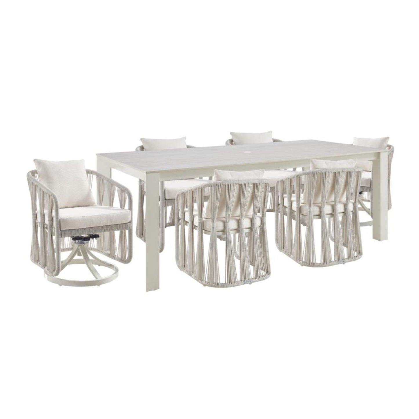 Breeze - Powder Coated Rectangle Metal Outdoor Dining Set With Cushions