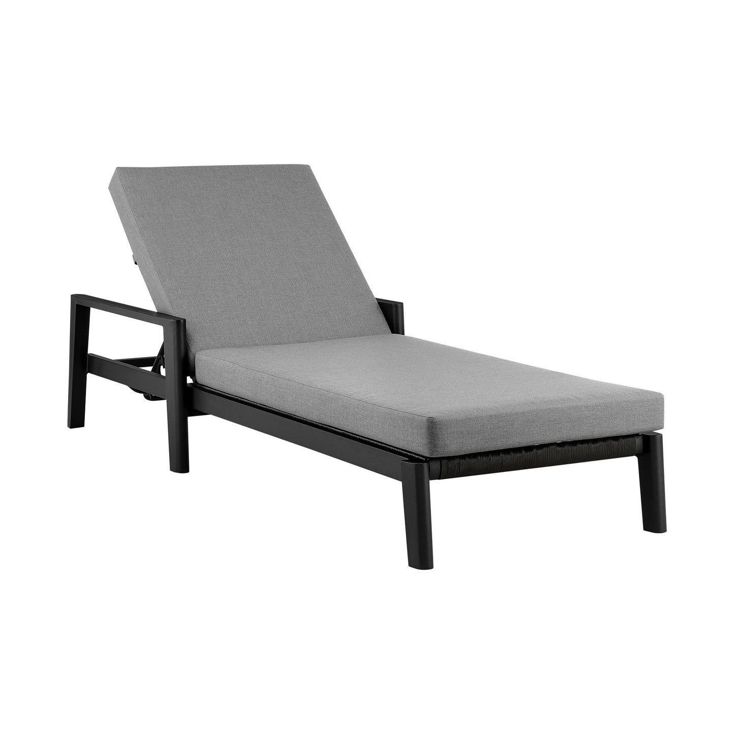 Cayman - Outdoor Patio Adjustable Chaise Lounge Chair In Aluminum With Gray Cushions