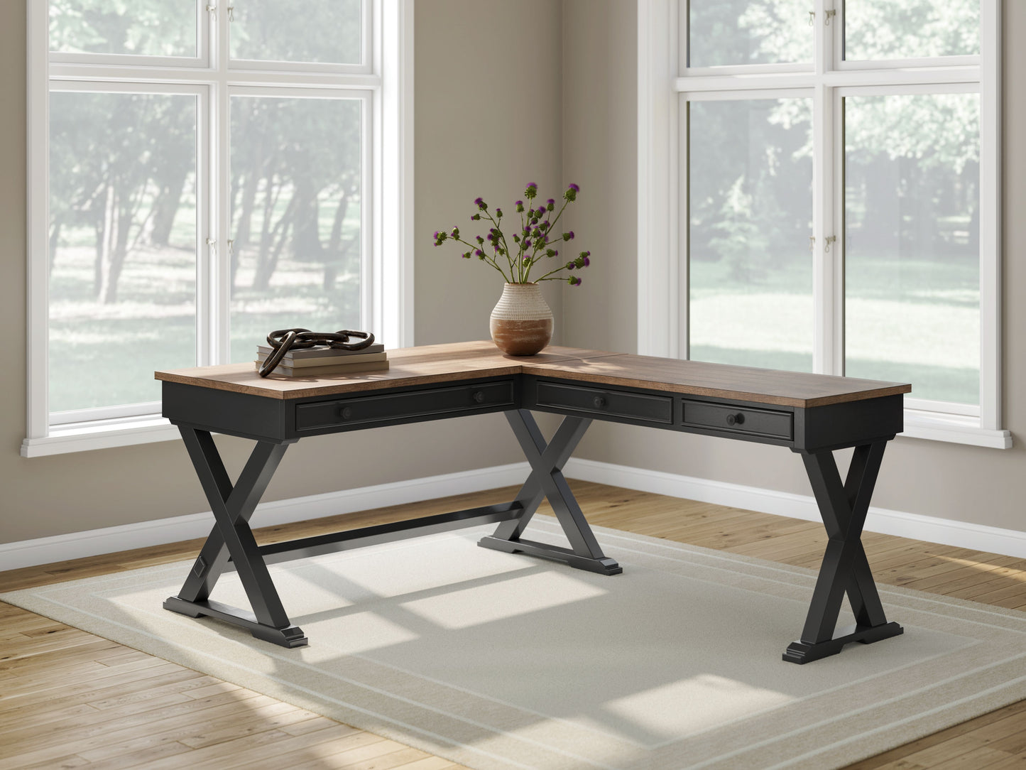 Wildenauer - Home Office Desk And Return - Brown / Black