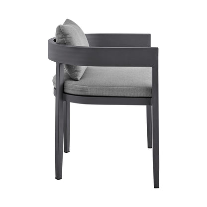 Menorca - Outdoor Patio 7-Piece Dining Table Set In Aluminum With Gray Cushions