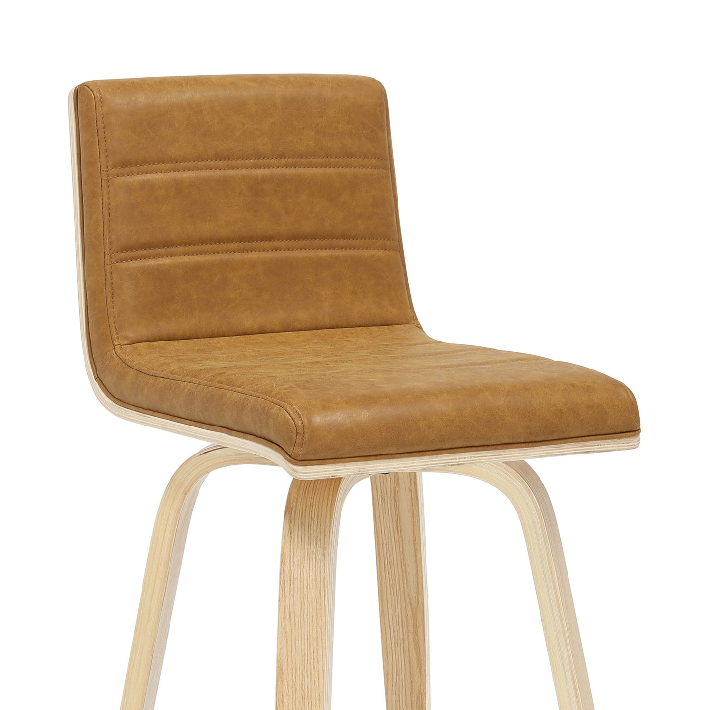Vienna - 35.5" Swivel Counter Height Square Back Wood Bar Stool With Faux Leather Seat