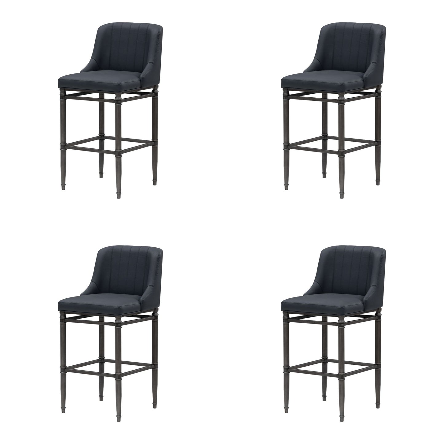 Marvin - Steel Frame Faux Leather Upholstered Bar Height Barstool