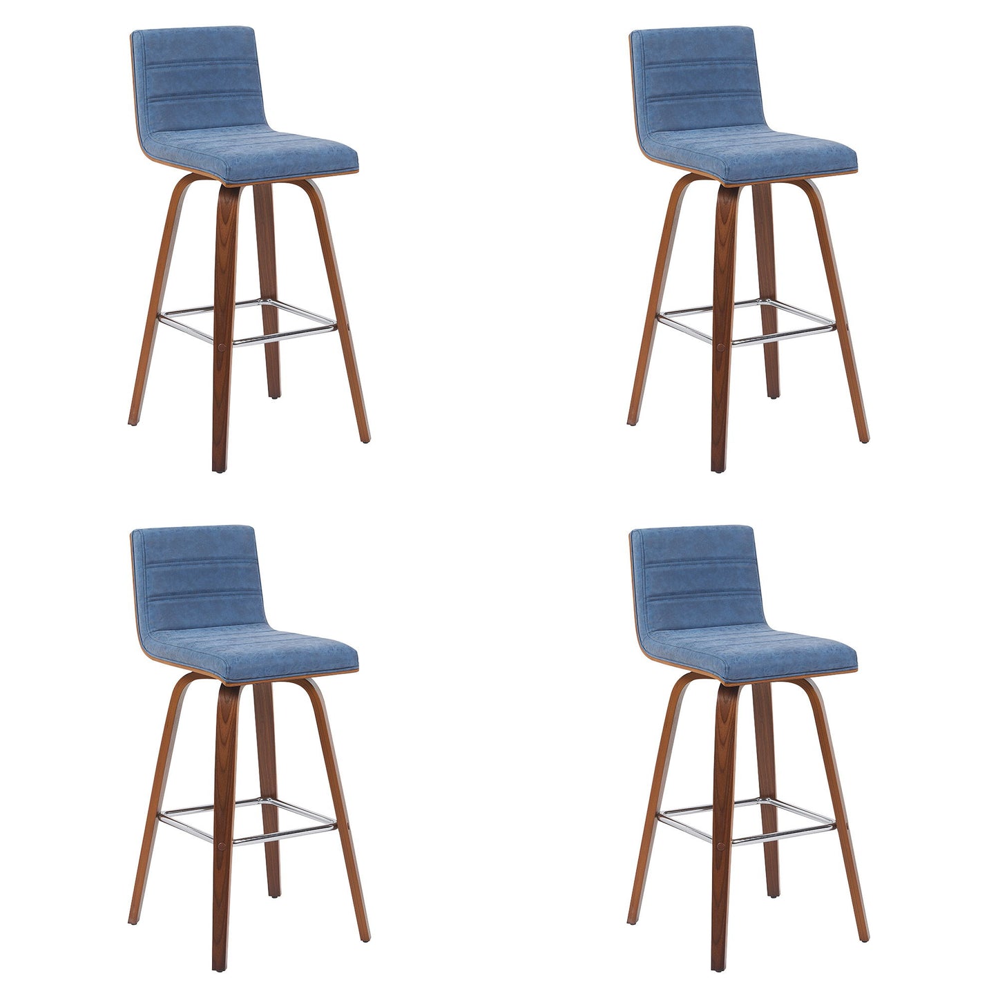 Vienna - Modern Swivel Bar Height Stool - Walnut Finished Wood Frame