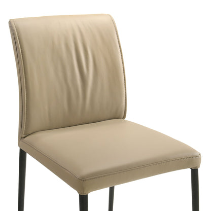 Meriam - Full Back Top Grain Leather Upholstered Metal Dining Chairs (Set of 2)