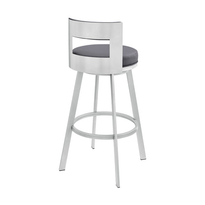 Lynof - Swivel Bar Stool - Brushed Stainless Steel Finish