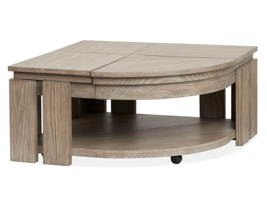 Conrad - Pie Shaped Lift Top Cocktail Table With Casters - Stone Harbor Gray