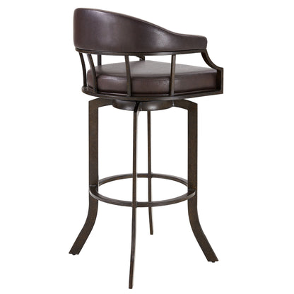 Pharaoh - Swivel Faux Leather Bar Stool - Brown Finish
