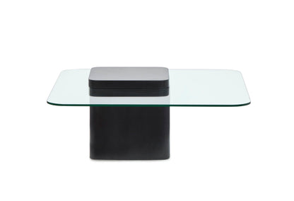 Donora - Square Cocktail Table - Clear Glass And Obsidian