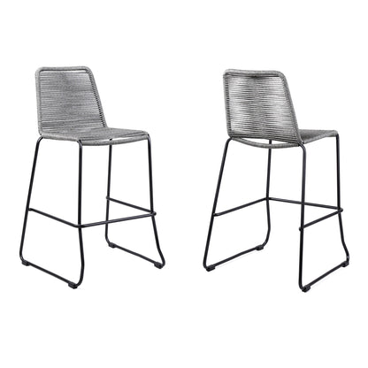 Shasta - 26" Outdoor Metal And Rope Stackable Barstool