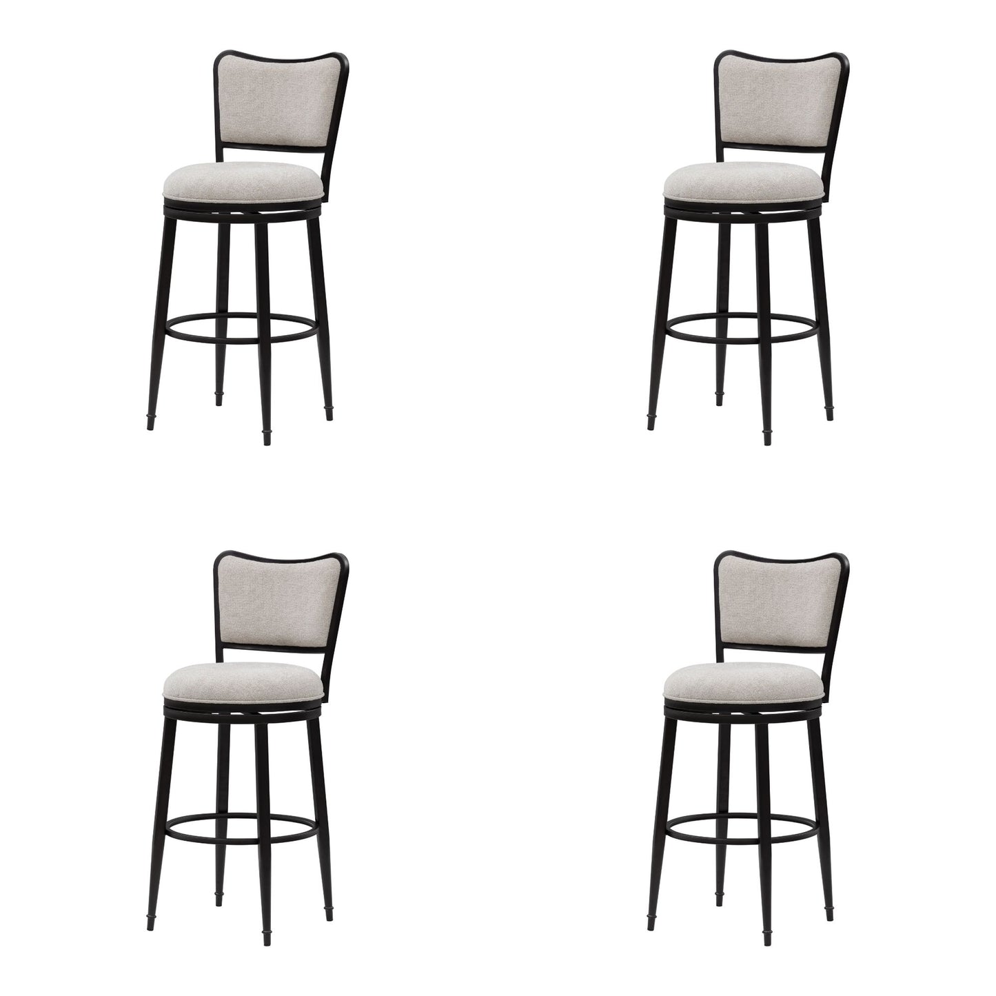 Baxter - Steel Frame Fabric Upholstered Swivel Bar Height Barstool