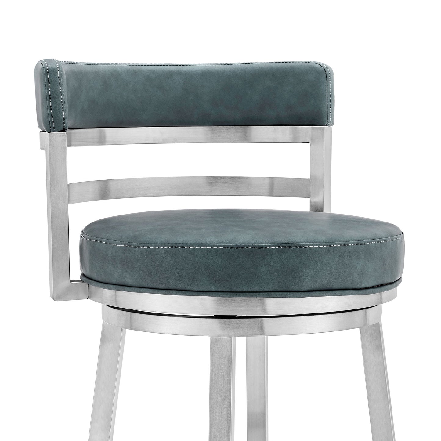 Titana - Swivel Faux Leather And Brushed Stainless Steel Bar Stool