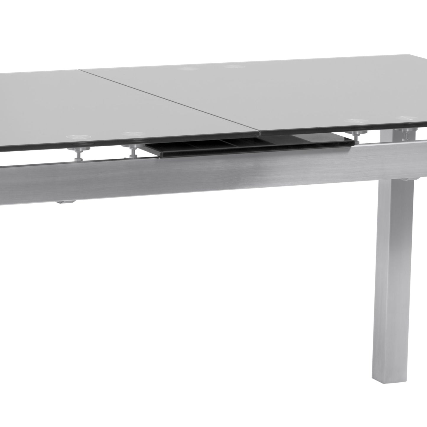 Ivan - Dining Table With Extensions, Tempered Glass Top - Brushed Silver / Gray
