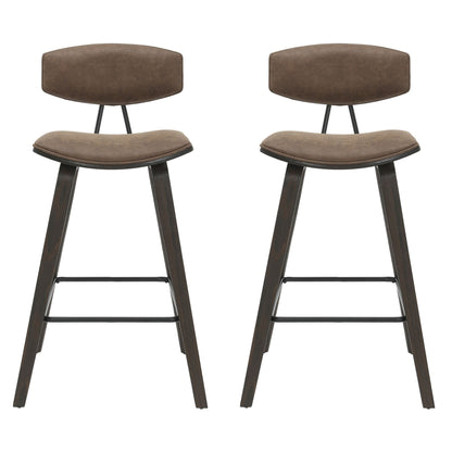 Fox - Counter Height Curved Back Wood Bar Stool With Faux Leather Seat